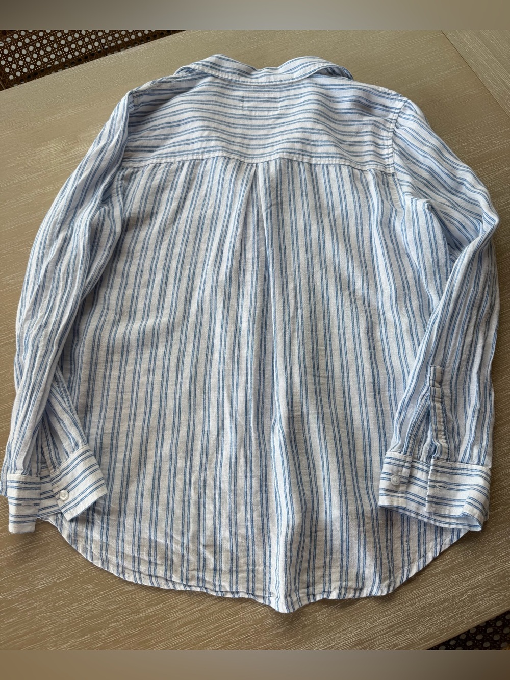 Rails Bonnie Linen Blend Olympic Stripe Blue & White Button-Down Shirt Size M - Picture 5 of 10
